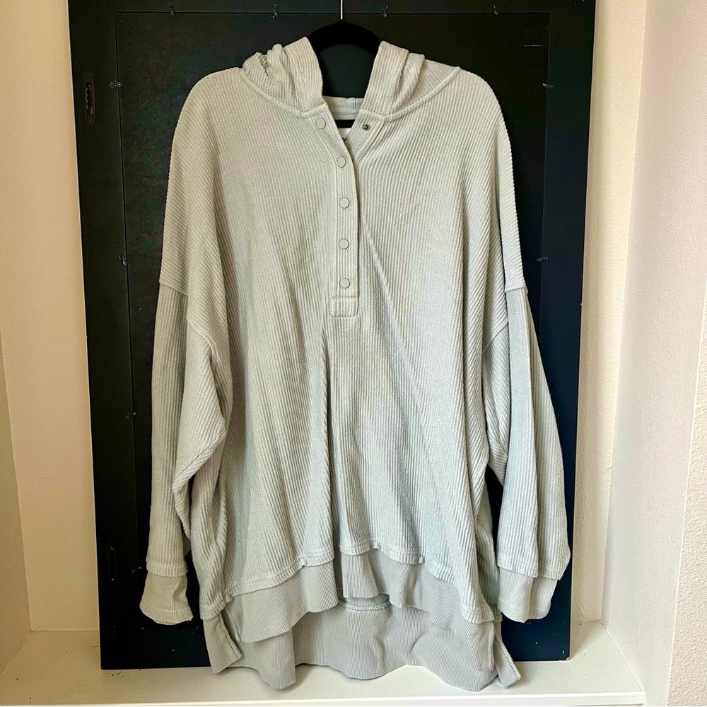 Aerie Textured Henley Hoodie Sweatshirt